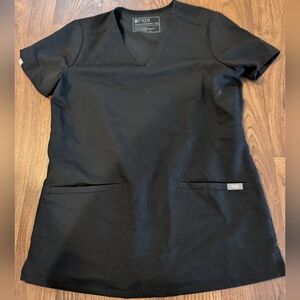 FIGS Scrub Shirt Top Womens XXS Black Technical Collection V Neck Graphite